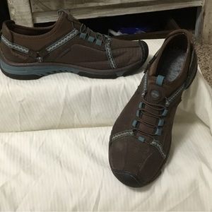 Women brown and teal sneakers